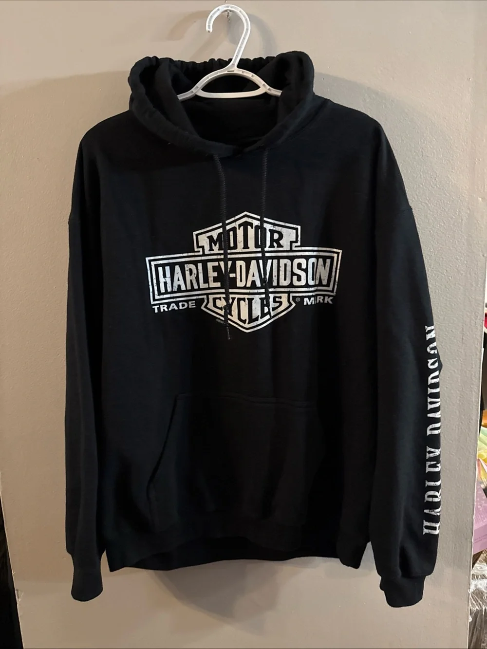 Harley-Davidson Elk River Hoodie Back Logo Sz L Men's Pullover Motorcycle Jl26
